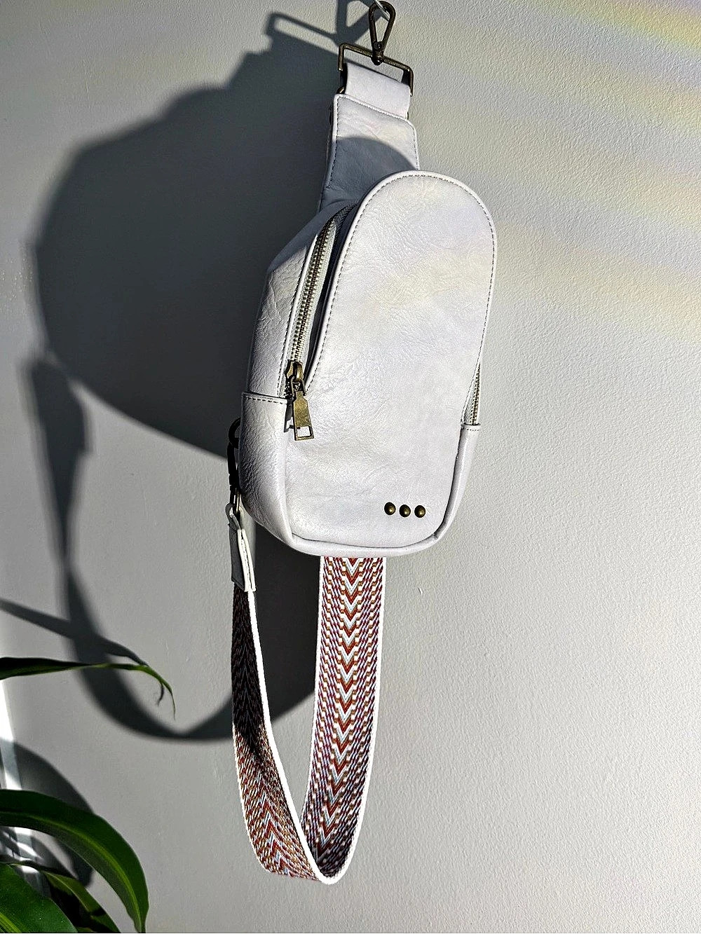 PS White & Burnt Orange Crossbody Sling Bag